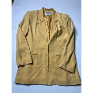 Jones New York Women's Size 6 100% Silk Banana Yellow Blazer 90s Old Money SEE